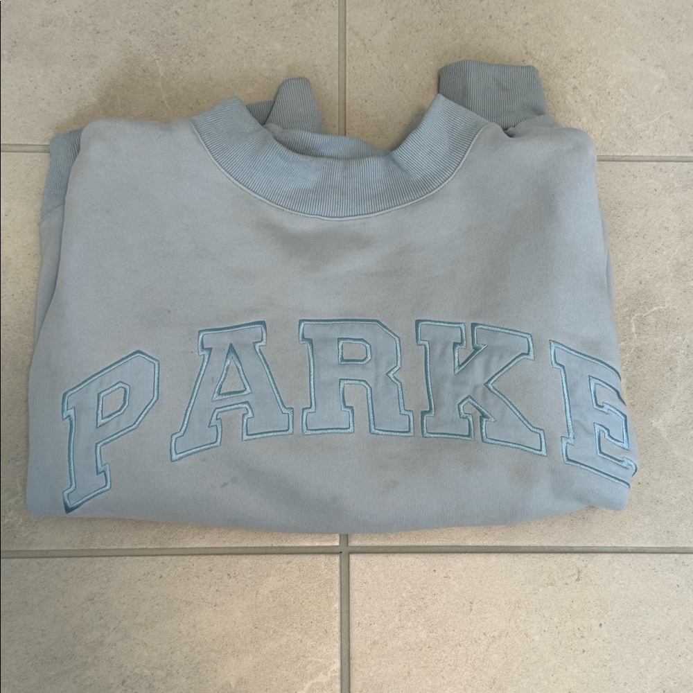 Parke mock neck sweatshirt in blue - Picture 4 of 5